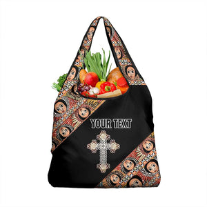 Personalized Ethiopia Grocery Bag Ethiopian Orthodox Church Angel Black Color