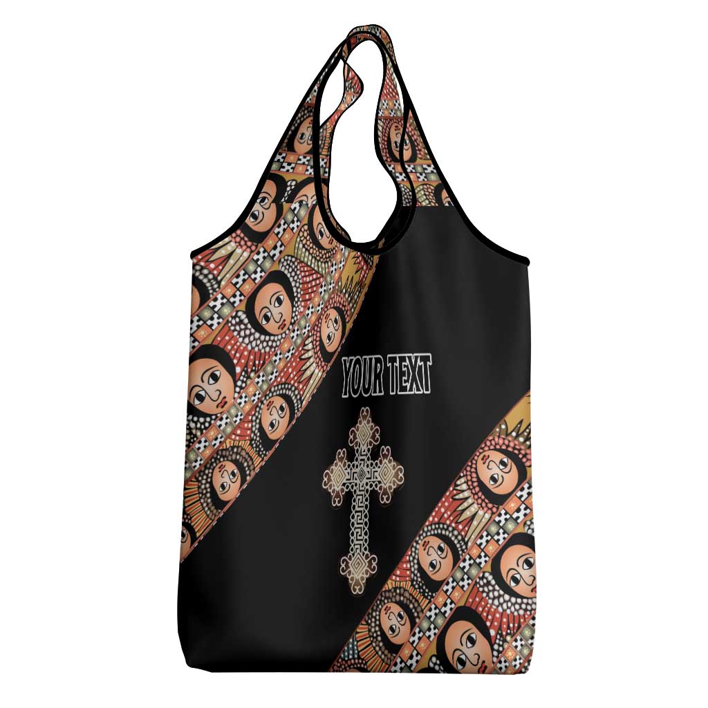 Personalized Ethiopia Grocery Bag Ethiopian Orthodox Church Angel Black Color