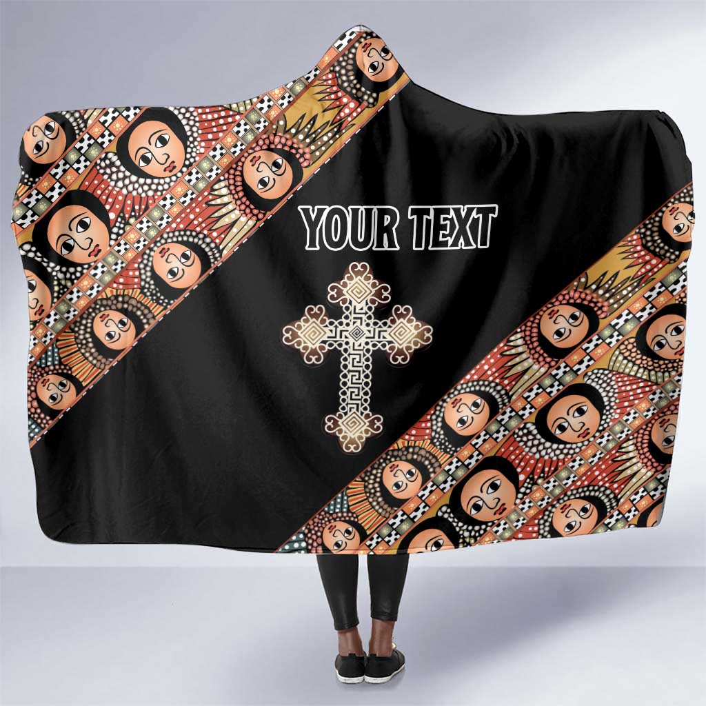 Personalized Ethiopia Hooded Blanket Ethiopian Orthodox Church Angel Black Color