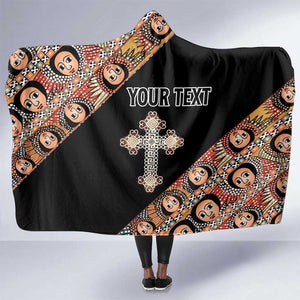Personalized Ethiopia Hooded Blanket Ethiopian Orthodox Church Angel Black Color