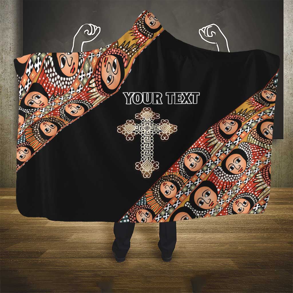 Personalized Ethiopia Hooded Blanket Ethiopian Orthodox Church Angel Black Color