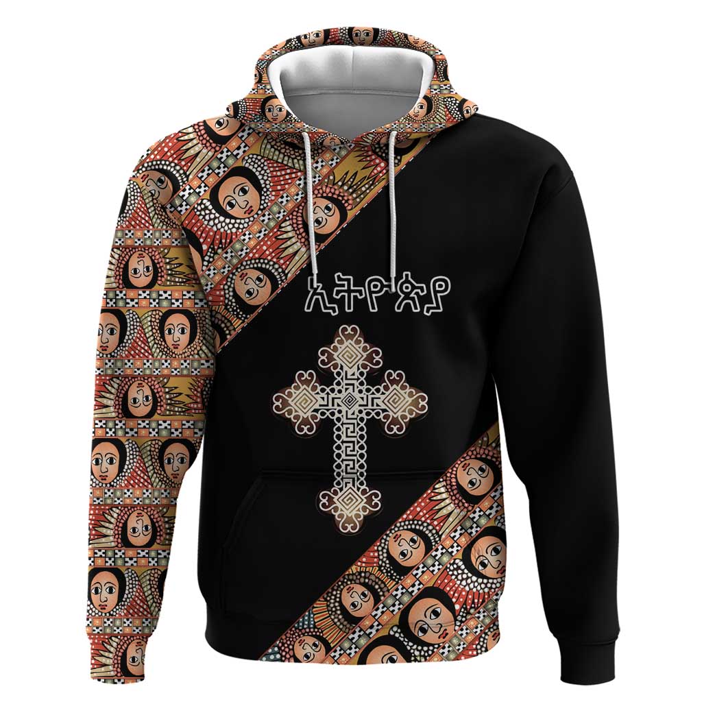 Personalized Ethiopia Hoodie Ethiopian Orthodox Church Angel Black Color