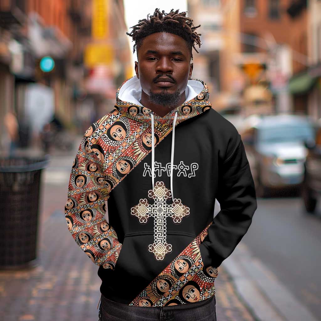 Personalized Ethiopia Hoodie Ethiopian Orthodox Church Angel Black Color
