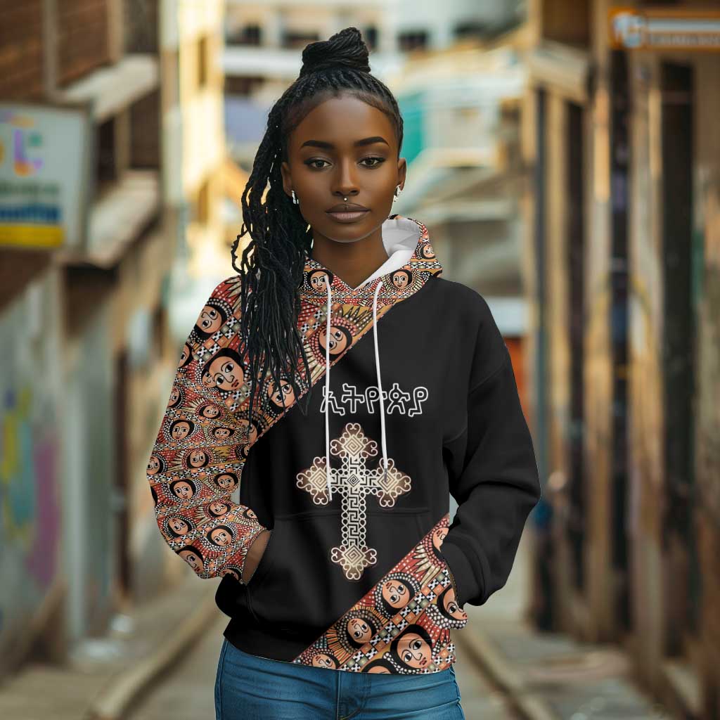 Personalized Ethiopia Hoodie Ethiopian Orthodox Church Angel Black Color