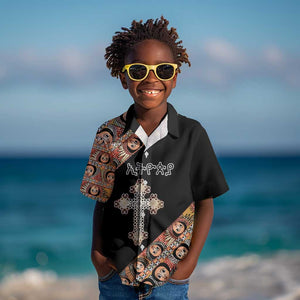 Personalized Ethiopia Kid Hawaiian Shirt Ethiopian Orthodox Church Angel Black Color