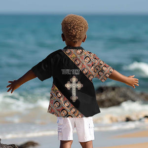 Personalized Ethiopia Kid Hawaiian Shirt Ethiopian Orthodox Church Angel Black Color