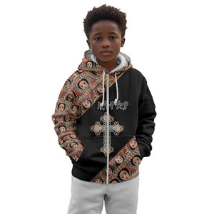 Personalized Ethiopia Kid Hoodie Ethiopian Orthodox Church Angel Black Color
