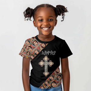 Personalized Ethiopia Kid T shirt Ethiopian Orthodox Church Angel Black Color