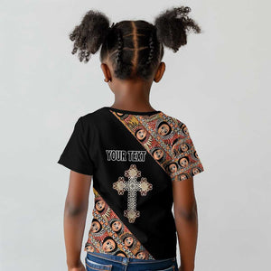 Personalized Ethiopia Kid T shirt Ethiopian Orthodox Church Angel Black Color