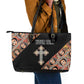 Personalized Ethiopia Leather Tote Bag Ethiopian Orthodox Church Angel Black Color