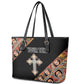 Personalized Ethiopia Leather Tote Bag Ethiopian Orthodox Church Angel Black Color
