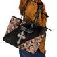 Personalized Ethiopia Leather Tote Bag Ethiopian Orthodox Church Angel Black Color