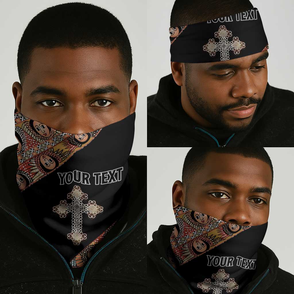 Personalized Ethiopia Neck Gaiter Ethiopian Orthodox Church Angel Black Color LT15