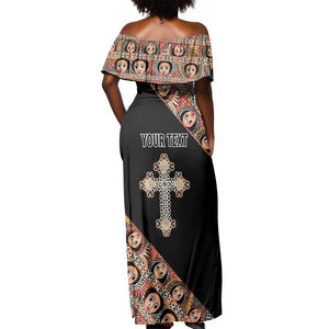 Personalized Ethiopia Off Shoulder Maxi Dress Ethiopian Orthodox Church Angel Black Color