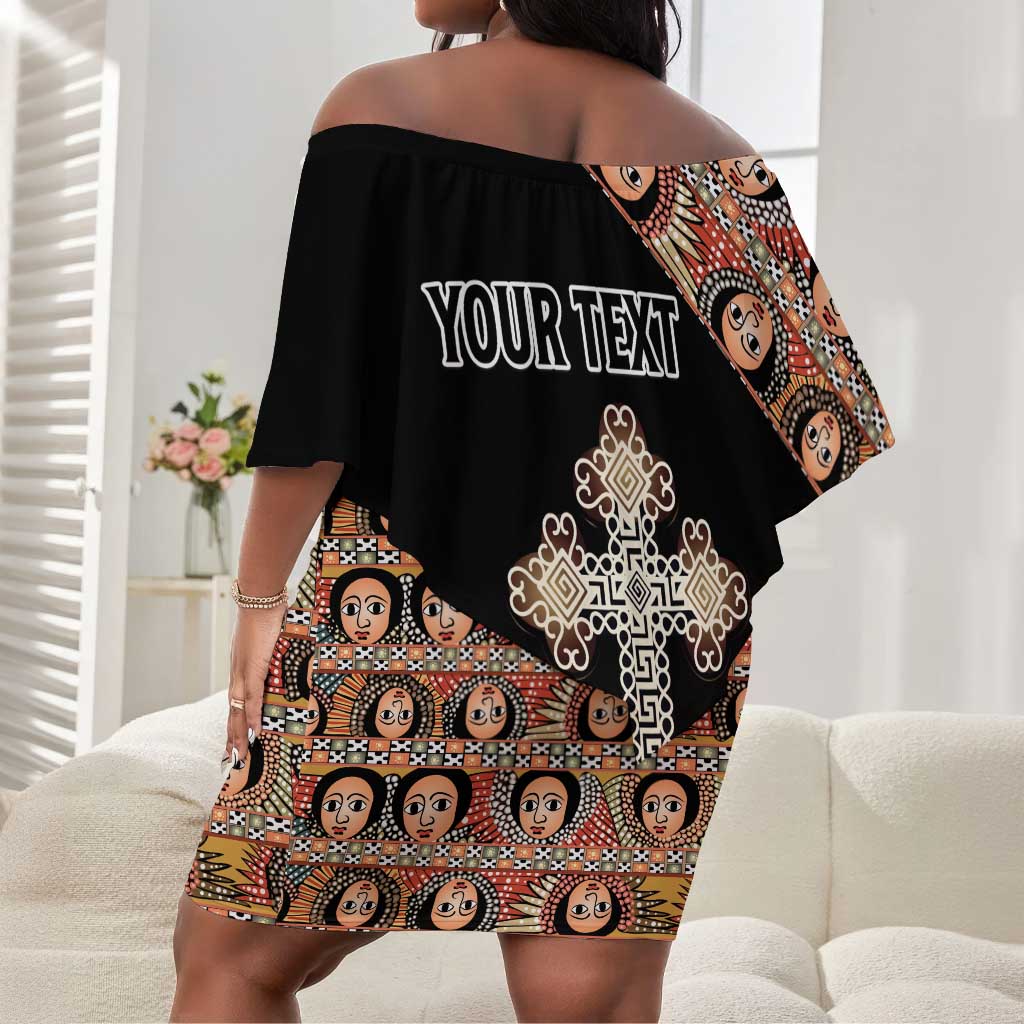 Personalized Ethiopia Off Shoulder Short Dress Ethiopian Orthodox Church Angel Black Color