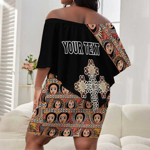 Personalized Ethiopia Off Shoulder Short Dress Ethiopian Orthodox Church Angel Black Color