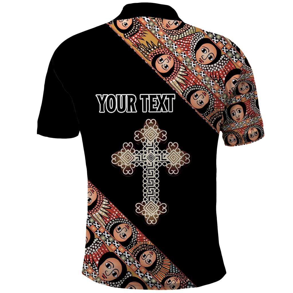 Personalized Ethiopia Polo Shirt Ethiopian Orthodox Church Angel Black Color