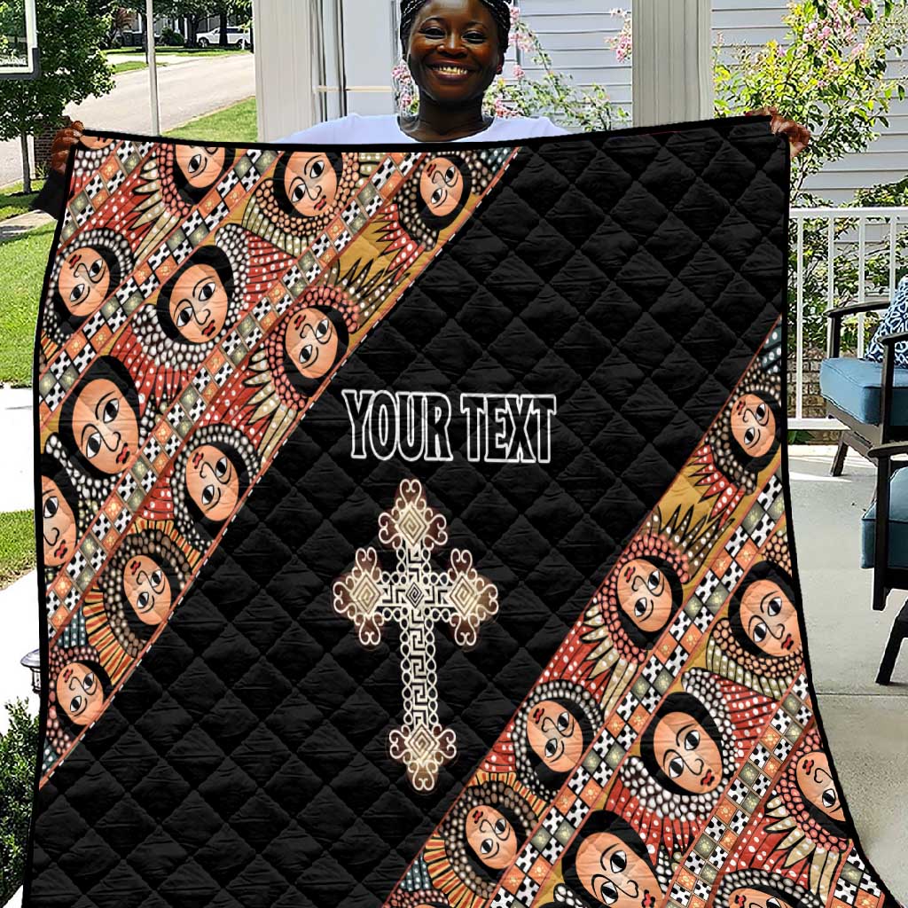 Personalized Ethiopia Quilt Ethiopian Orthodox Church Angel Black Color