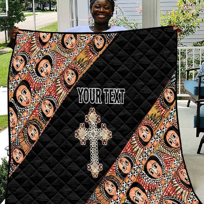 Personalized Ethiopia Quilt Ethiopian Orthodox Church Angel Black Color