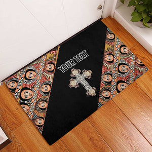 Personalized Ethiopia Rubber Doormat Ethiopian Orthodox Church Angel Black Color