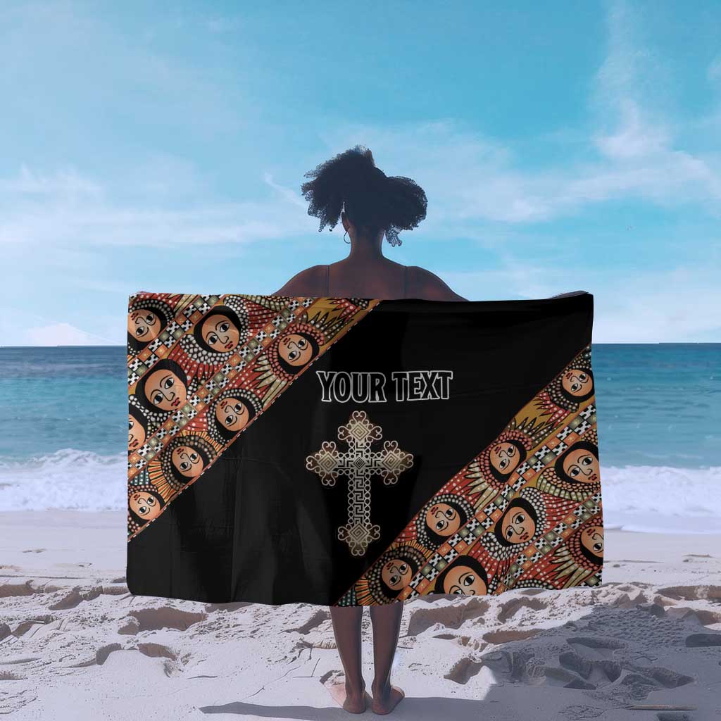 Personalized Ethiopia Sarong Ethiopian Orthodox Church Angel Black Color