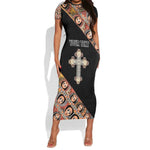 Personalized Ethiopia Short Sleeve Bodycon Dress Ethiopian Orthodox Church Angel Black Color LT15