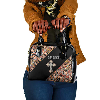 Personalized Ethiopia Shoulder Handbag Ethiopian Orthodox Church Angel Black Color
