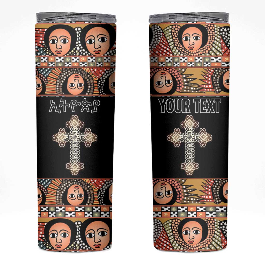 Personalized Ethiopia Skinny Tumbler Ethiopian Orthodox Church Angel Black Color
