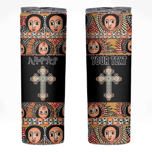 Personalized Ethiopia Skinny Tumbler Ethiopian Orthodox Church Angel Black Color