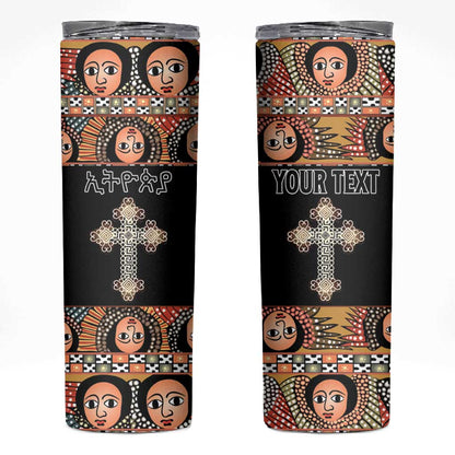 Personalized Ethiopia Skinny Tumbler Ethiopian Orthodox Church Angel Black Color