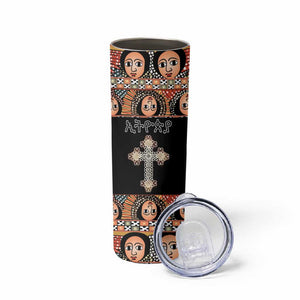Personalized Ethiopia Skinny Tumbler Ethiopian Orthodox Church Angel Black Color