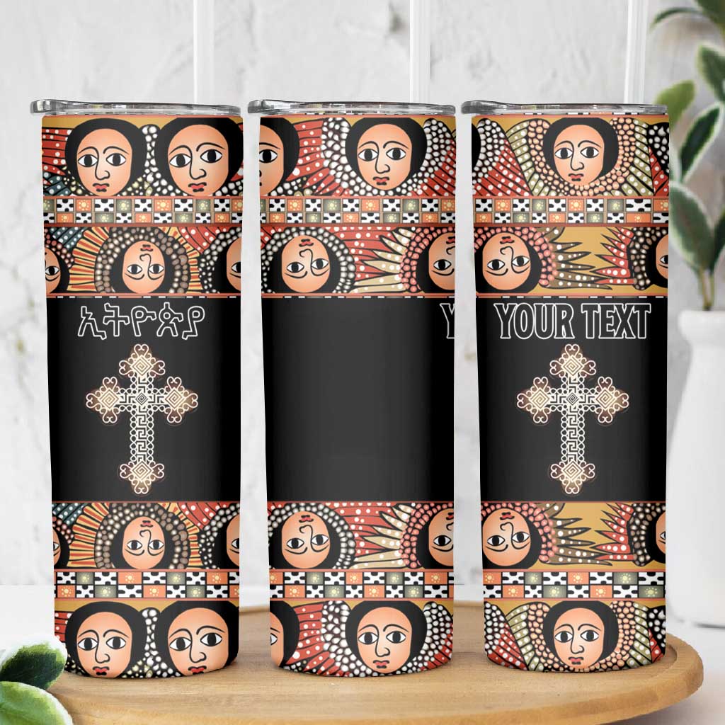 Personalized Ethiopia Skinny Tumbler Ethiopian Orthodox Church Angel Black Color