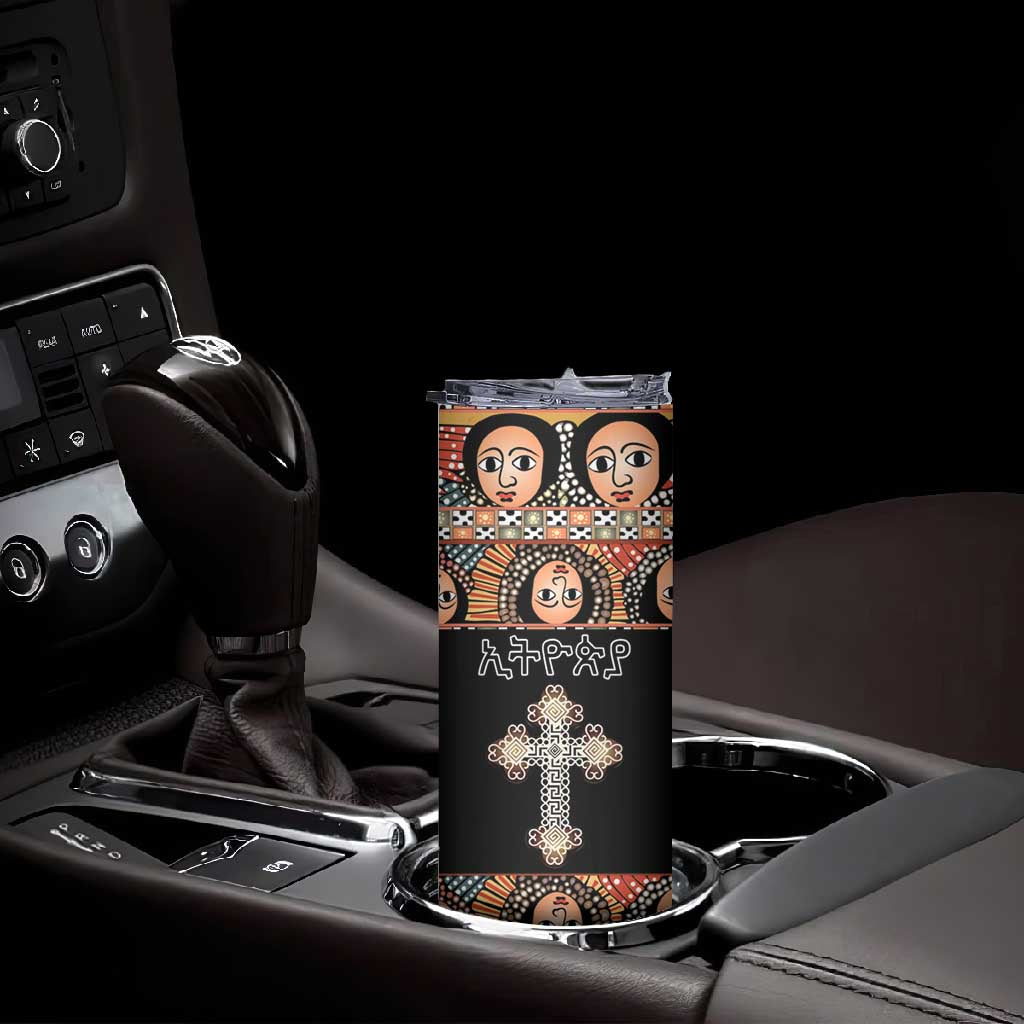 Personalized Ethiopia Skinny Tumbler Ethiopian Orthodox Church Angel Black Color