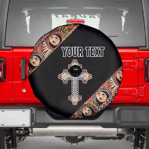Personalized Ethiopia Spare Tire Cover Ethiopian Orthodox Church Angel Black Color