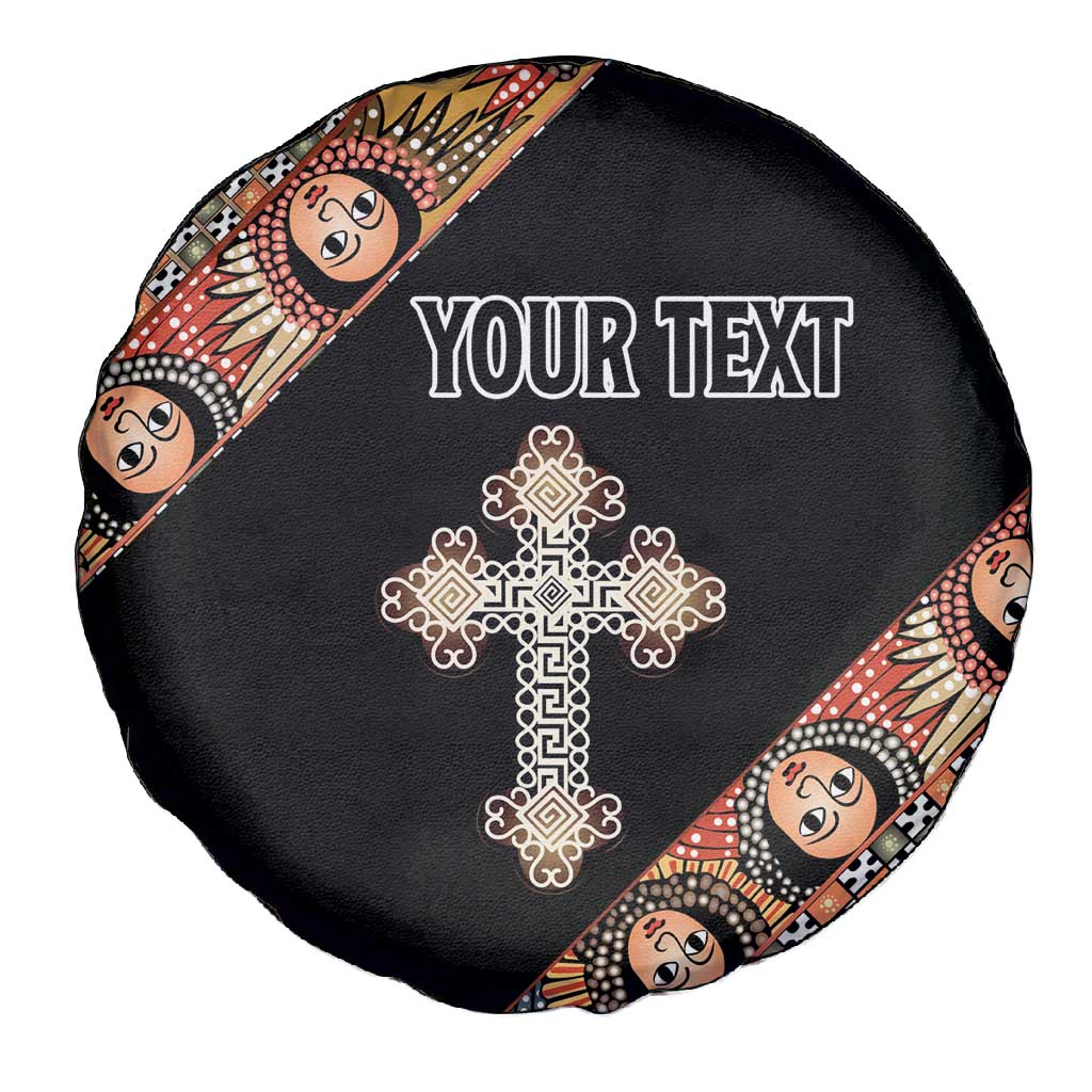 Personalized Ethiopia Spare Tire Cover Ethiopian Orthodox Church Angel Black Color