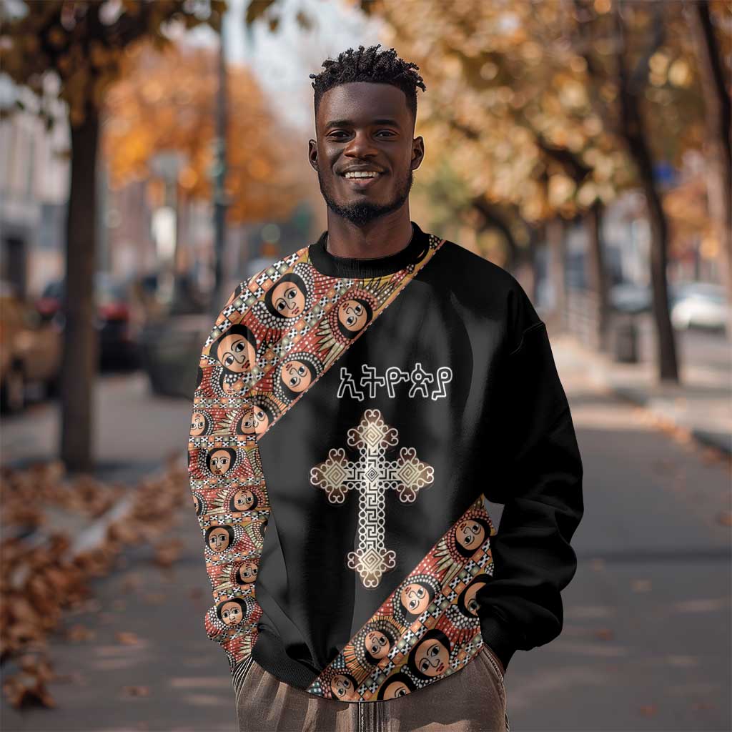Personalized Ethiopia Sweatshirt Ethiopian Orthodox Church Angel Black Color