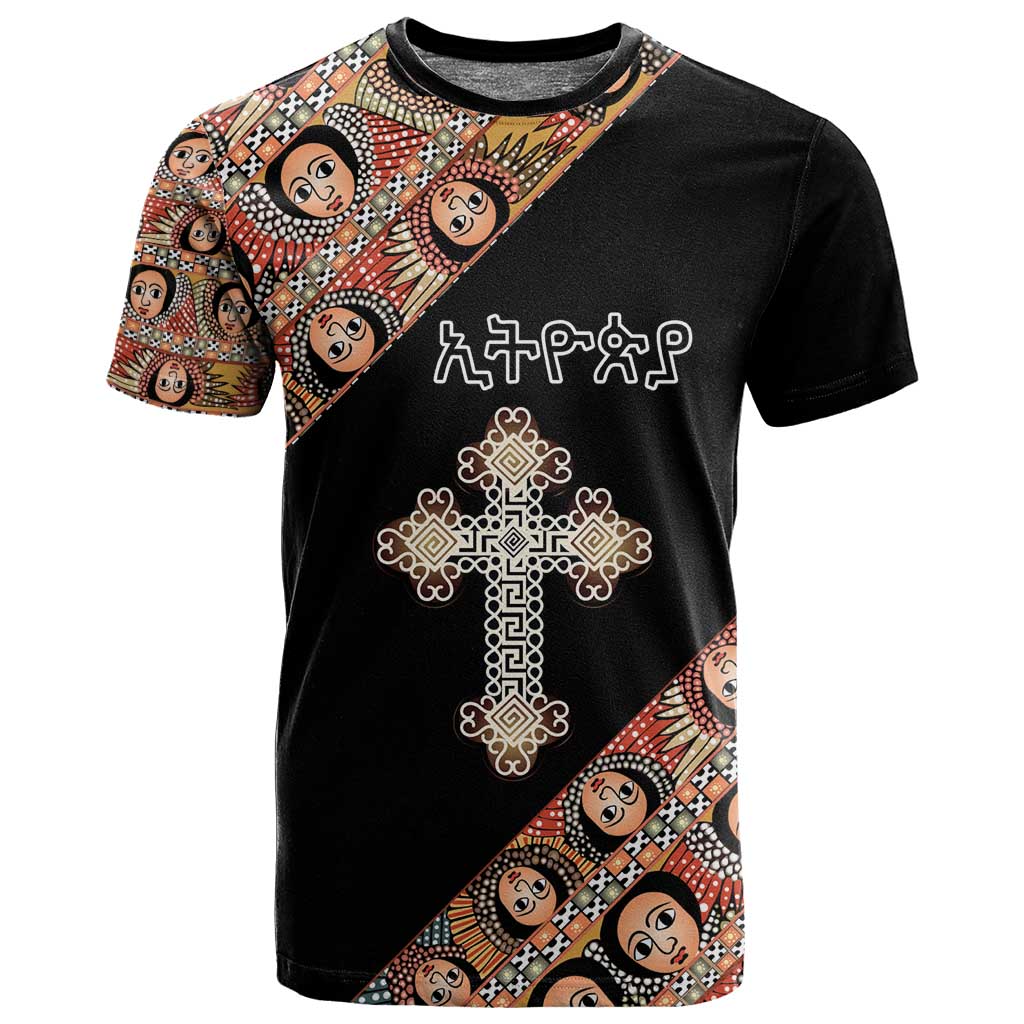 Personalized Ethiopia T shirt Ethiopian Orthodox Church Angel Black Color