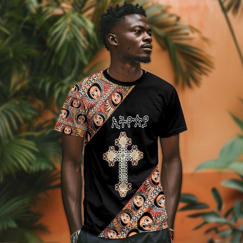 Personalized Ethiopia T shirt Ethiopian Orthodox Church Angel Black Color