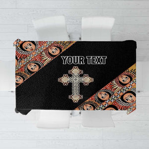 Personalized Ethiopia Tablecloth Ethiopian Orthodox Church Angel Black Color