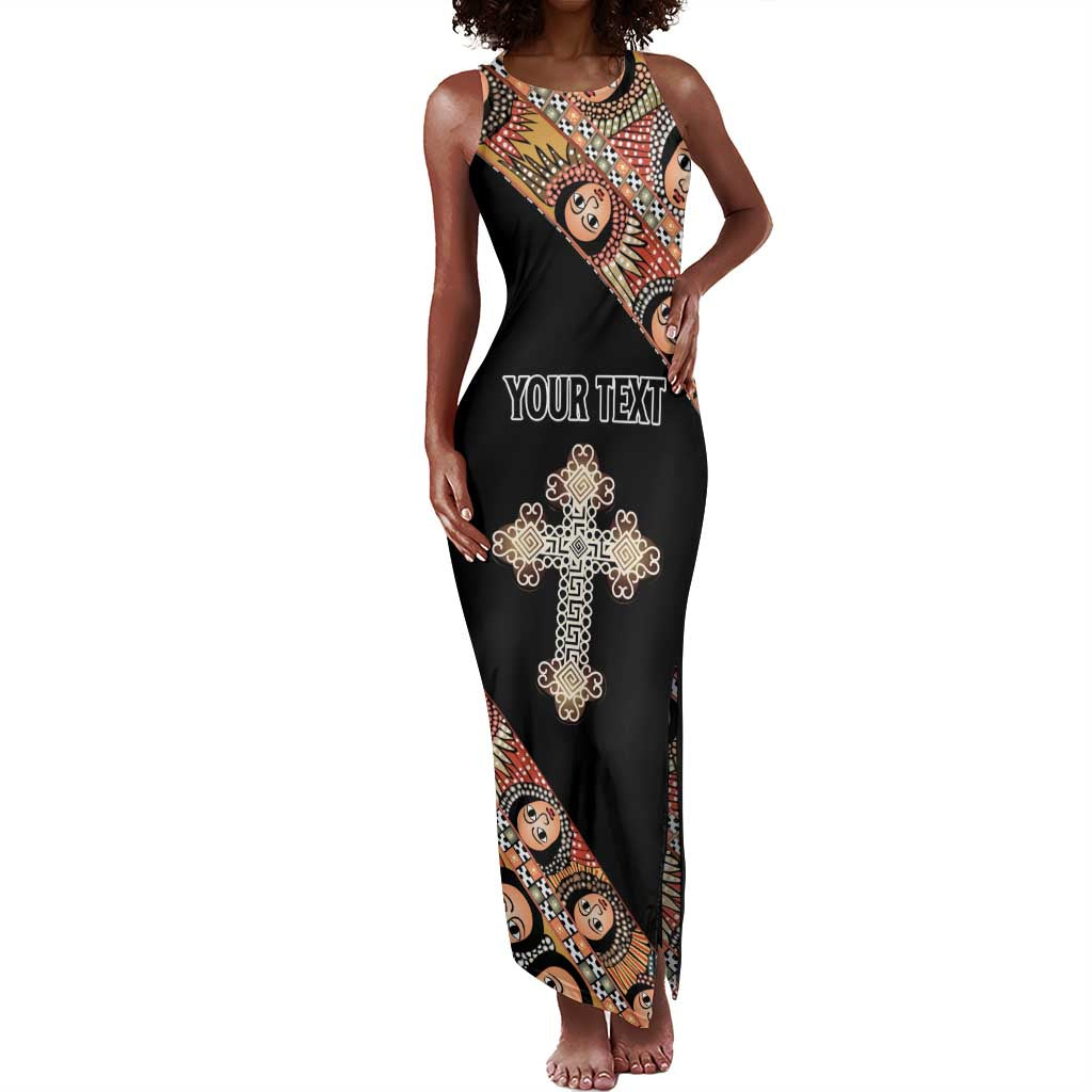 Personalized Ethiopia Tank Maxi Dress Ethiopian Orthodox Church Angel Black Color