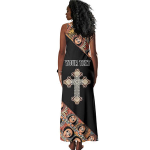 Personalized Ethiopia Tank Maxi Dress Ethiopian Orthodox Church Angel Black Color