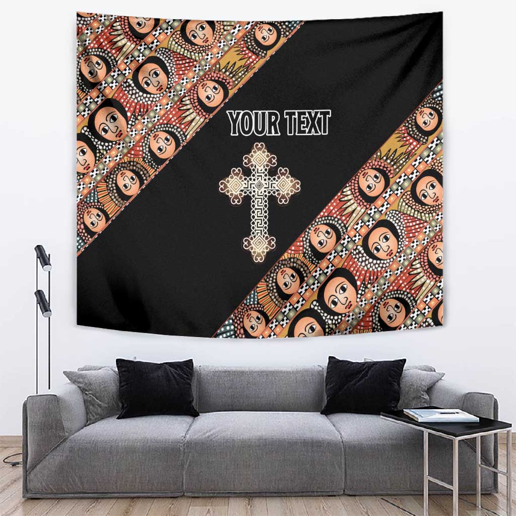 Personalized Ethiopia Tapestry Ethiopian Orthodox Church Angel Black Color
