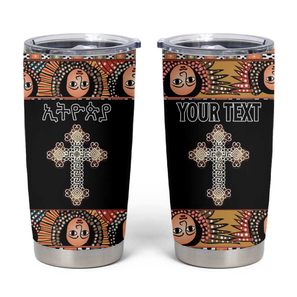 Personalized Ethiopia Tumbler Cup Ethiopian Orthodox Church Angel Black Color