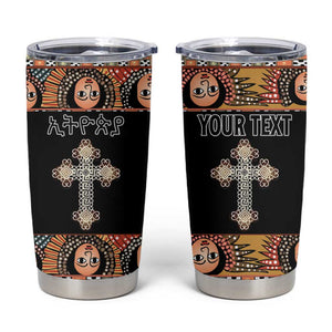 Personalized Ethiopia Tumbler Cup Ethiopian Orthodox Church Angel Black Color