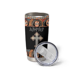 Personalized Ethiopia Tumbler Cup Ethiopian Orthodox Church Angel Black Color