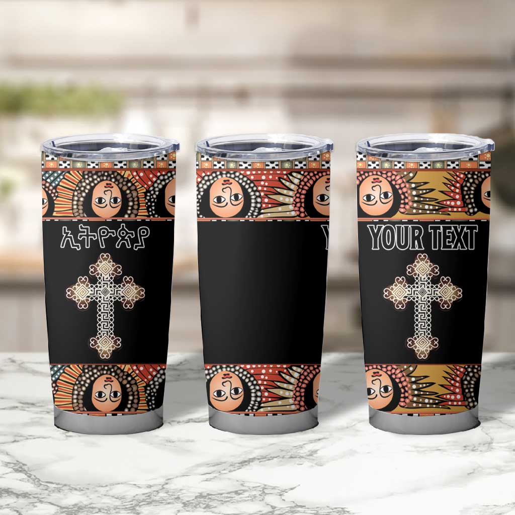 Personalized Ethiopia Tumbler Cup Ethiopian Orthodox Church Angel Black Color