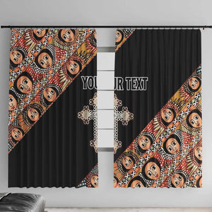 Personalized Ethiopia Window Curtain Ethiopian Orthodox Church Angel Black Color