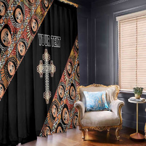 Personalized Ethiopia Window Curtain Ethiopian Orthodox Church Angel Black Color
