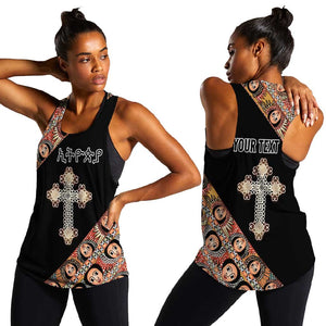 Personalized Ethiopia Women Racerback Tank Ethiopian Orthodox Church Angel Black Color