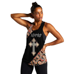Personalized Ethiopia Women Racerback Tank Ethiopian Orthodox Church Angel Black Color